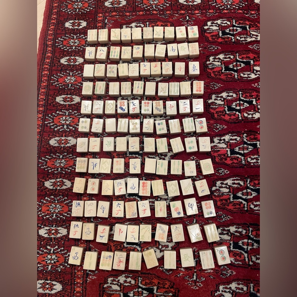 Set Of 120 Antique 1920’s Bone & Bamboo Mahjong Tiles